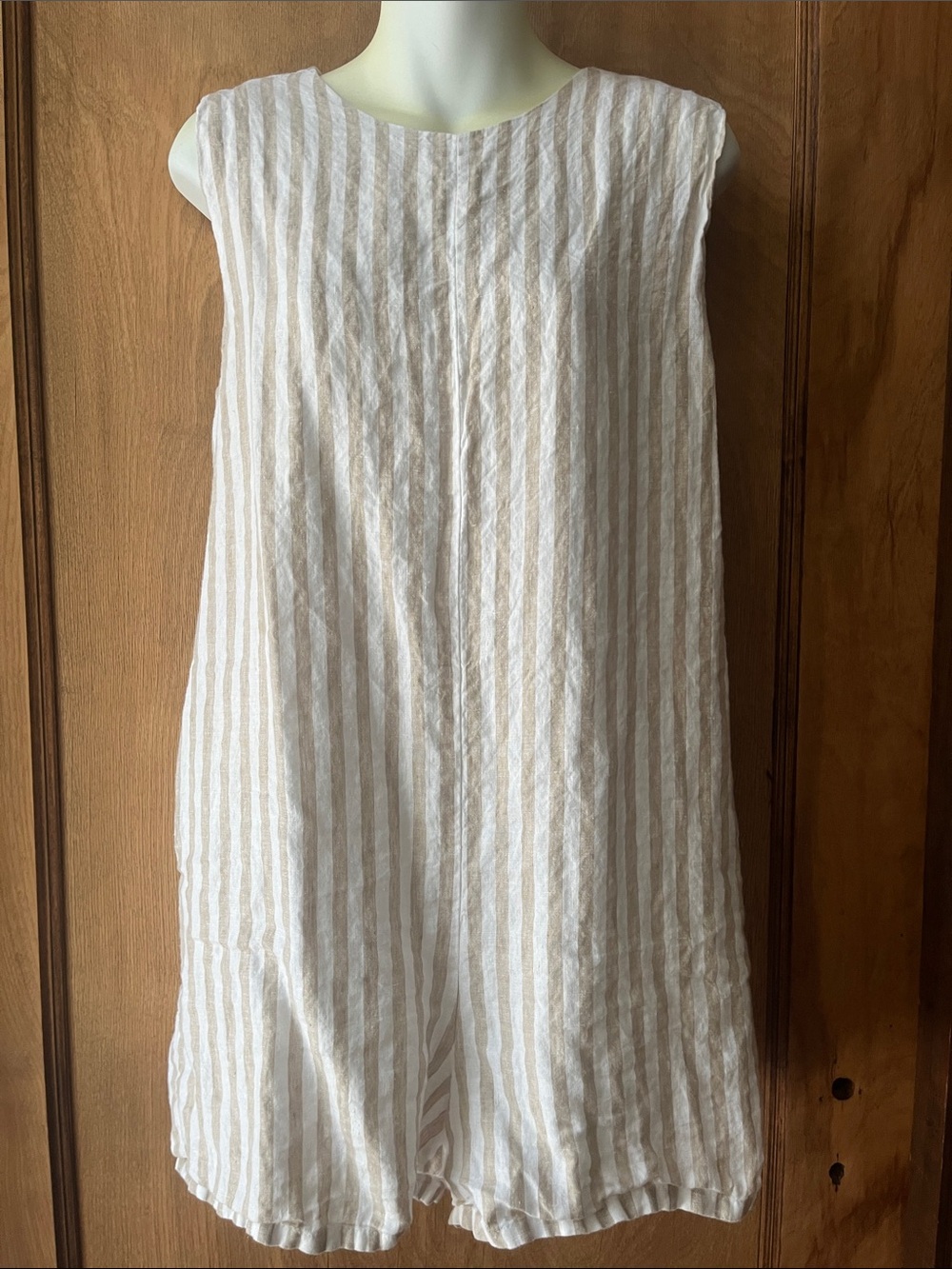 Banana Republic Sleeveless Striped Romper in White and Tan